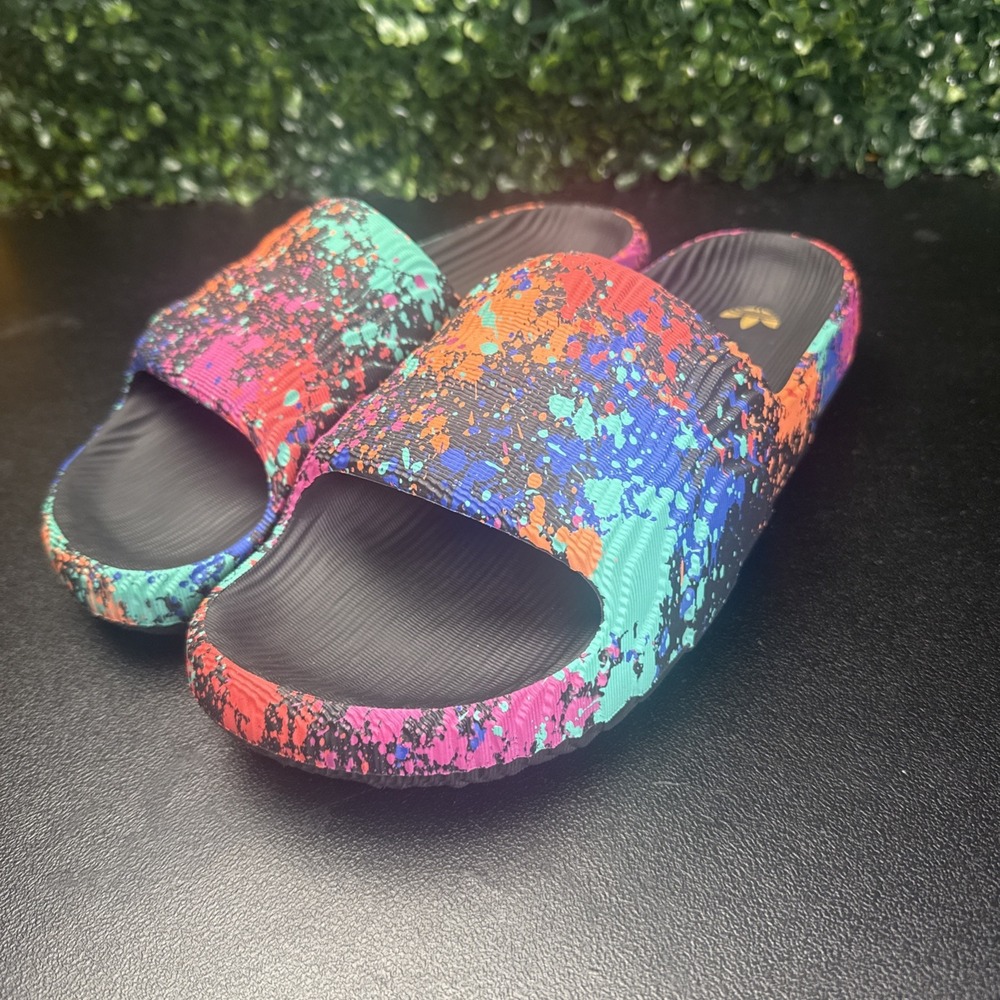 Adidas Adilette 22 Slide 'Black Paint Splatter' Mens Size 10.5